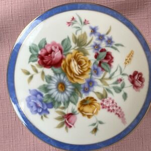 Mikasa Cozette Flower Bouquet 5" Round Ceramic Trinket/Candy/Powder Box W/Lid